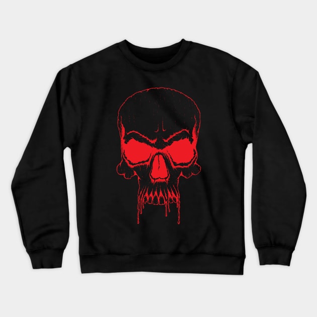 Red Skull Design Crewneck Sweatshirt by WornToDeath